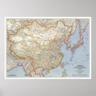 Poster "China: 1945 - Mapa detalhado ...