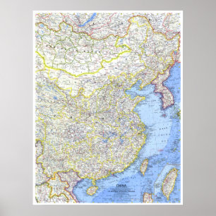 Poster " China: 1964 Mapa detalhado