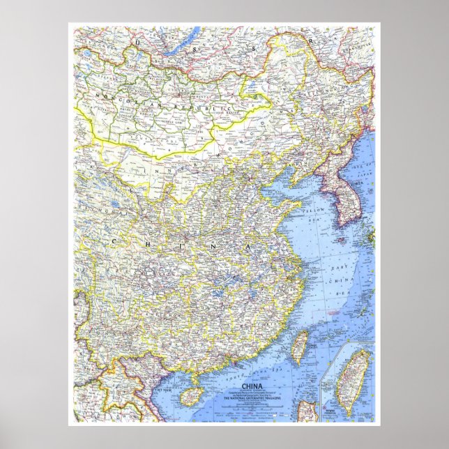 Poster " China: 1964 Mapa detalhado (Frente)