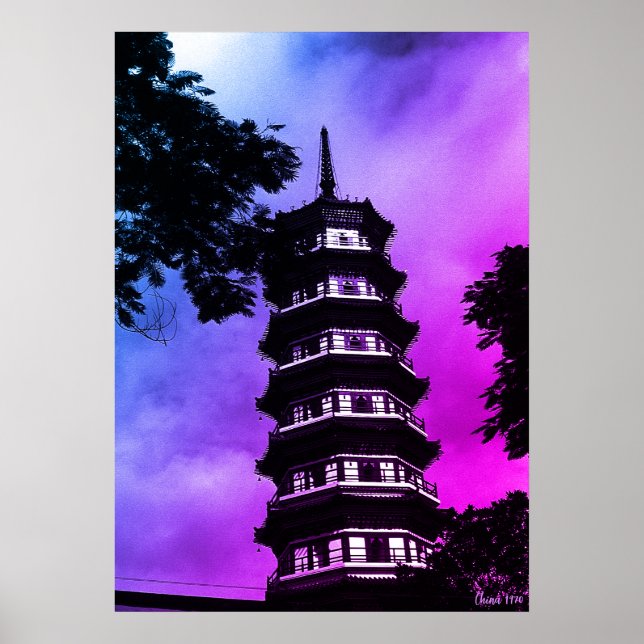 Poster China Antiga Cantão a pagoda florida (Frente)