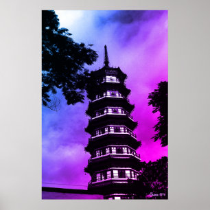 Poster China Antiga Cantão pagode florida