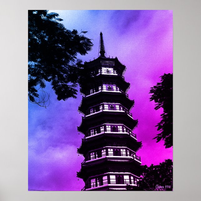 Poster China Antiga Cantão pagode florida (Frente)