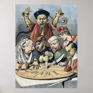 Póster China~Cake dos desenhos animados políticos 1898 d