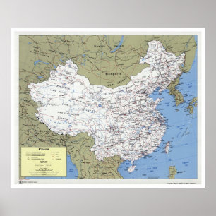 Poster China detalhou o mapa - 1979