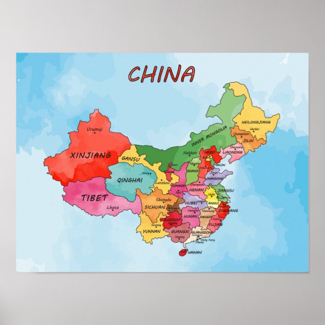 Poster China Map trabalho de arte (Frente)