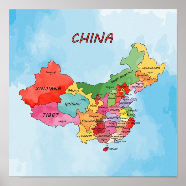 Poster China Map trabalho de arte (Frente)