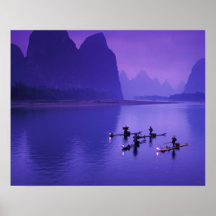 Póster China, Rio Li. Pescadores corvos.