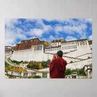 China, Tibete, Lhasa, monge tibetano com Potala