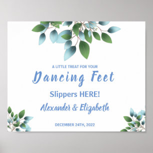 Poster Chinelos de Dança Placa de Casamento de Eucalipt