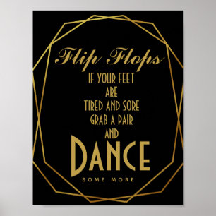 Poster Chinelos Dourados e Pretos com deco de arte elegan