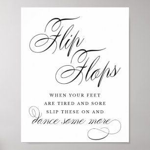 Poster Chinelos Elegantes Caligrafia Negra   Sinal de Fav