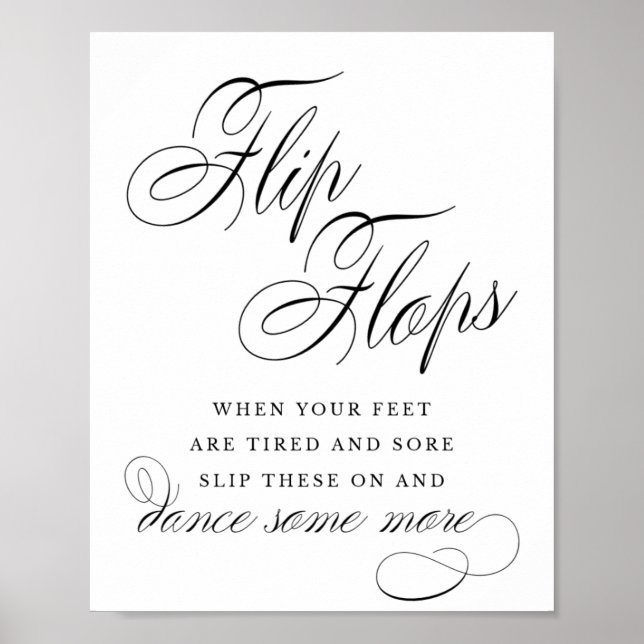 Poster Chinelos Elegantes Caligrafia Negra | Sinal de Fav (Frente)