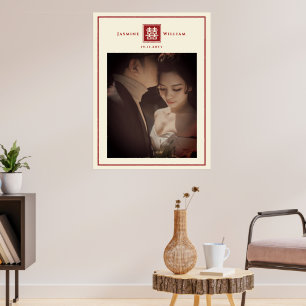 Poster chinês da foto do casamento da felicidade
