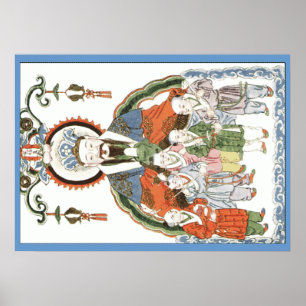 Poster chinês do deus da cozinha de Zao junho