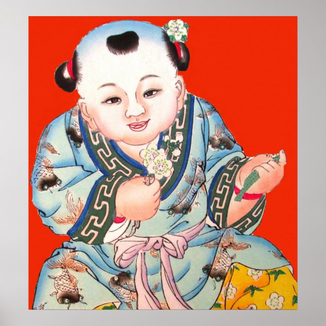 Póster Chinês rindo Boa Sorte Anos novos Arte Buda (Frente)