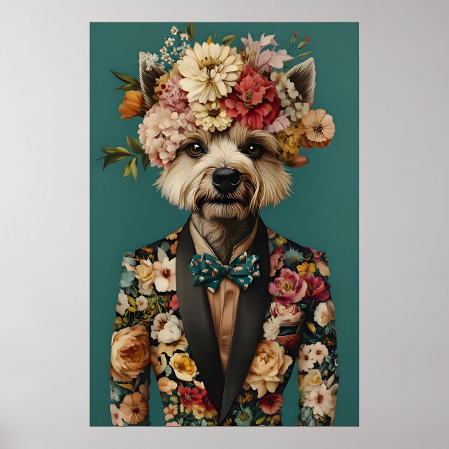 Poster Chinese Crested Dog In Suit Poster, Chinese (Frente)
