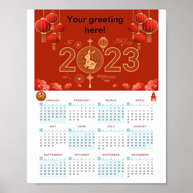 Poster Chinese New Year 2023 Rabbit calendar (Frente)