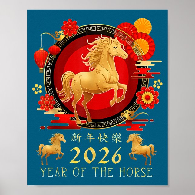 Poster Chinese New Year 2026 Horse Happy Chinese New Year (Frente)