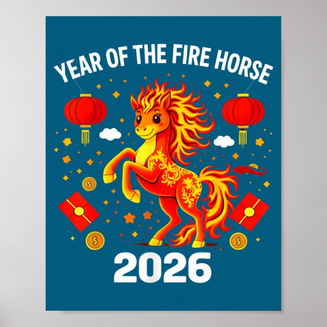 Poster Chinese New Year 2026 Year Of The Fire Horse  (Frente)