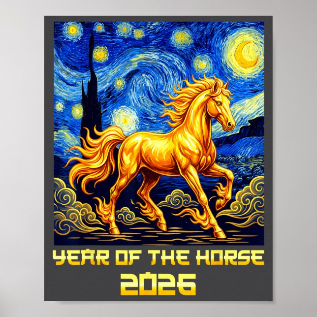 Poster Chinese New Year 2026 Year Of The Horse Lunar New  (Frente)
