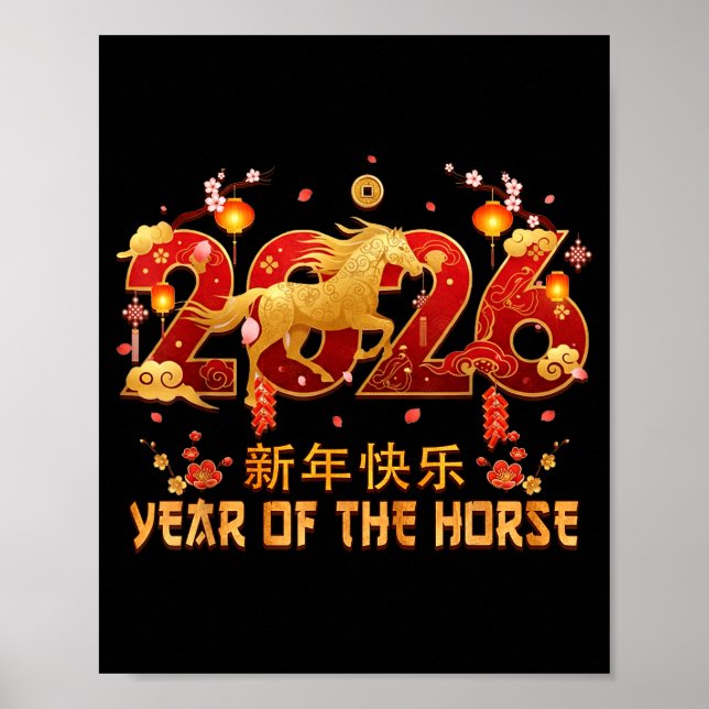 Poster Chinese New Year 2026 Year Of The Horse Tees  (Frente)