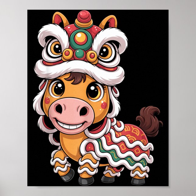 Poster Chinese New Year 2026 Year Of The Kawaii Horse Lio (Frente)