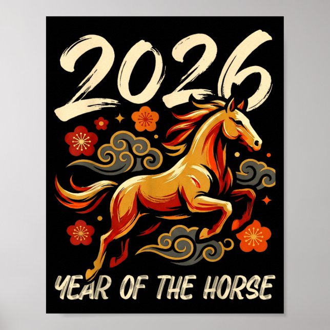Poster Chinese New Year Lunar Year Of The Horse 2026  (Frente)