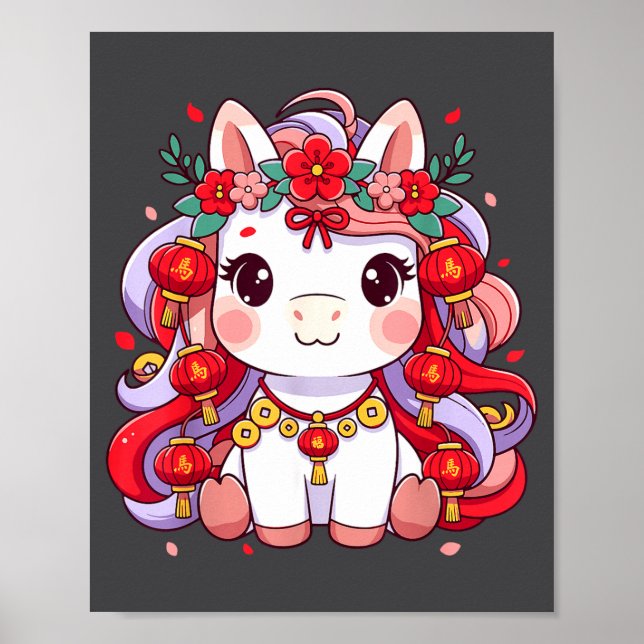 Poster Chinese New Year Of The Horse 2026 Women Girls  (Frente)