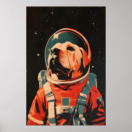 Poster Chinese Shar-Pei Astronaut Poster, Shar Pei Retro