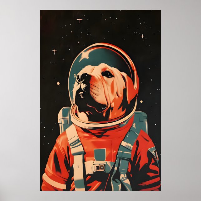 Poster Chinese Shar-Pei Astronaut Poster, Shar Pei Retro (Frente)