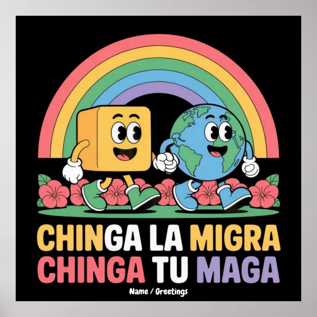 Poster Chinga La Migra Chinga Tu Maga Funny Rainbow (Frente)