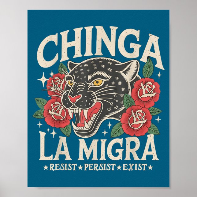 Poster Chinga la migra pró imigração fascismo humano (Frente)