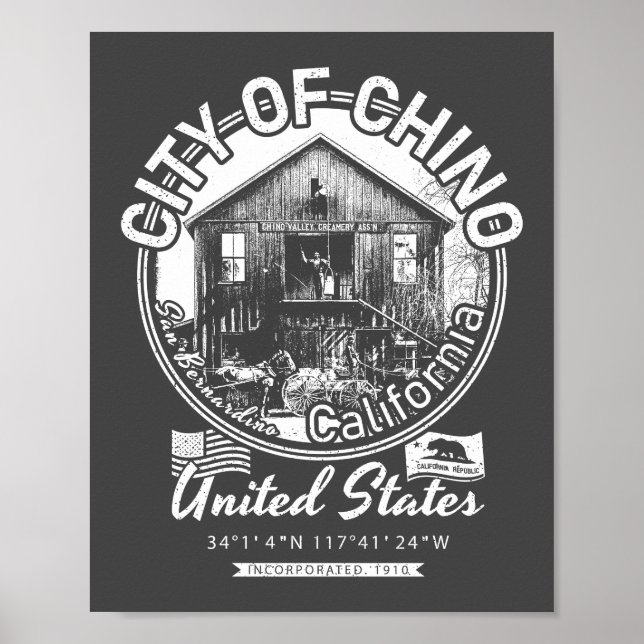 POSTER CHINO SAN BERNARDINO CALIFÓRNIA - CIDADE DE CHINO  (Frente)