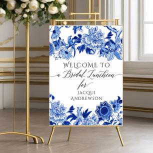 Poster Chinoiserie Blue Bridal Lunchee Bem-vindo