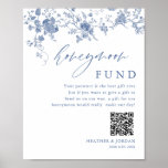 Poster Chinoiserie Blue Floral Weding Honeymoon Fund<br><div class="desc">Chinoiserie Blue Floral Weding Honeymoon Fund Poster</div>