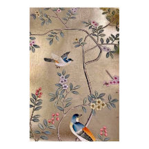 Chinoiserie de Jardim de Ouros Metálicos com Pássa