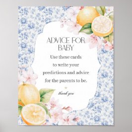 Poster Chinoiserie Lemon Tea Advice para Chá de fraldas
