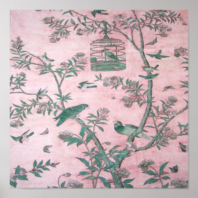 Poster Chinoiserie Rosa (Frente)