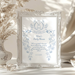 Poster Chinoiserie Teddy Urso Toile chá de fraldas Bem-vi