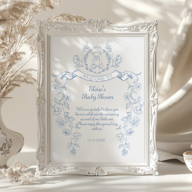 Poster Chinoiserie Teddy Urso Toile chá de fraldas Bem-vi (Criador carregado)