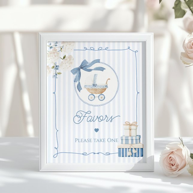 Poster Chinoiserie Vintage Carriage Favors Baby Shower (Criador carregado)