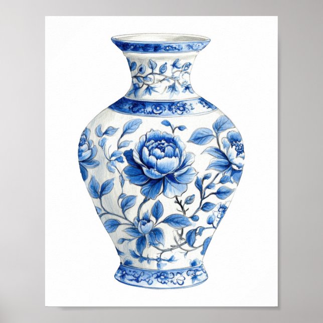 Poster Chinoiserie Watercolor Jar (Frente)