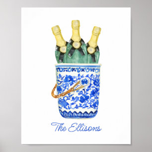 Poster Chinoiserie Watercolor Wine Balde