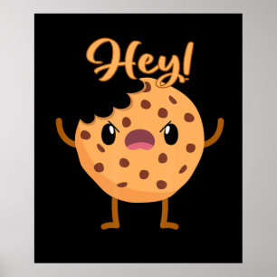Poster Chip Cookie Engraçado Uma Mordida Tirada