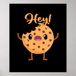 Poster Chip Cookie Engraçado Uma Mordida Tirada