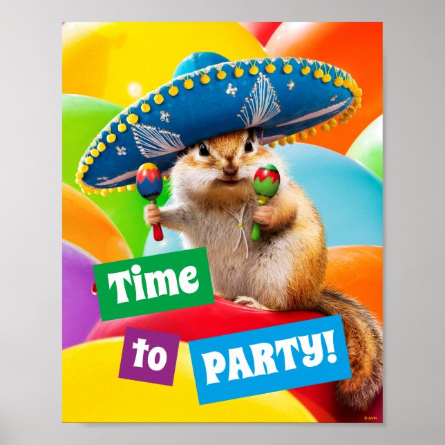 Poster Chipmunk De Partido Em Sombrero (Frente)
