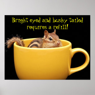 Póster Chipmunk no copo de café