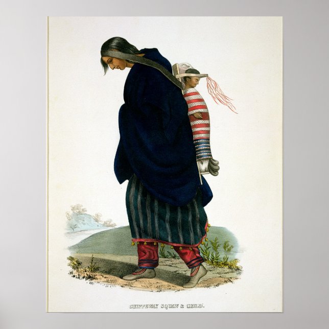 Póster Chippeway Squaw and Child, bar, por F.O.W. Greenou (Frente)