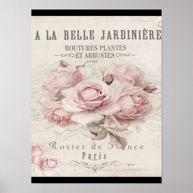 Poster chique,rústico,vintage,floral,colagem,país, (Frente)