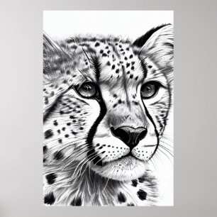 Poster Chita Animal Wild Nature Illustration Line Epic